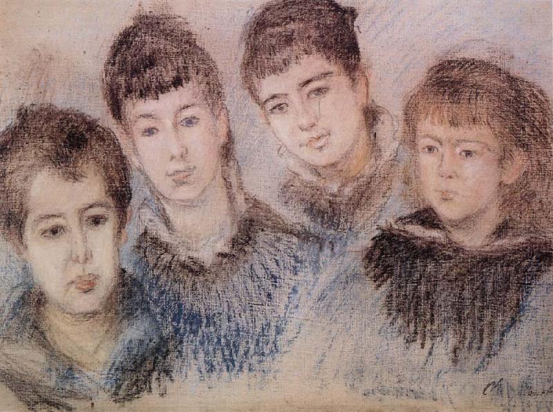 Claude Monet The Four Hoschede Childern Jacques,Suzanne,Blanche and Germaine Germany oil painting art